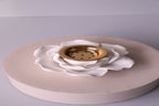 Luxury White Flower Tealight Holder – Elegant Ceramic Candle Holder with Gold Accent