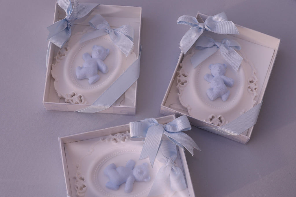 Blue Teddy Bear Keepsake Frame – Baby Shower Favor & Nursery Décor