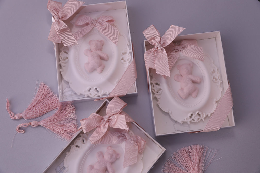 Pink Teddy Bear Keepsake Frame – Baby Shower Favor & Nursery Gift