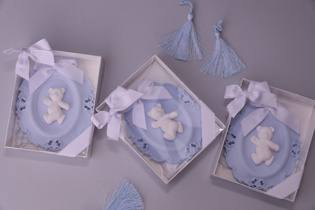 Blue Teddy Bear Keepsake Frame – Baby Shower Favor & Nursery Gift