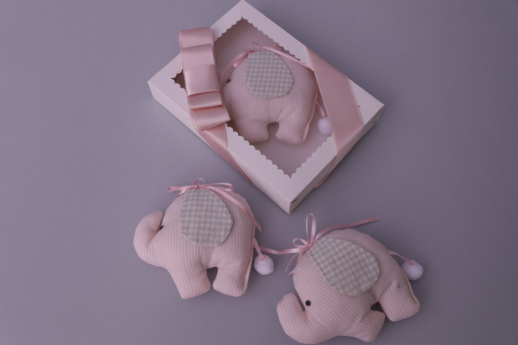 Handmade Scented Plush Elephant Toy – Pink Baby Gift with Gift Box