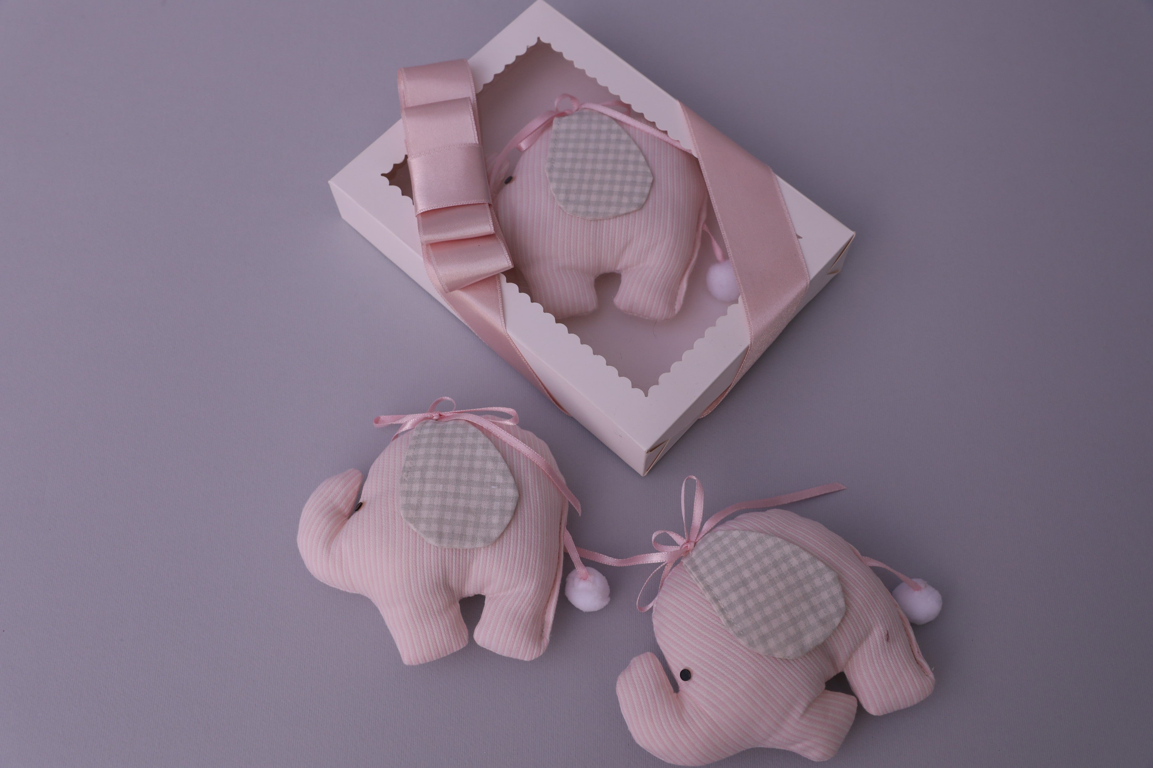 Handmade Scented Plush Elephant Toy – Pink Baby Gift with Gift Box