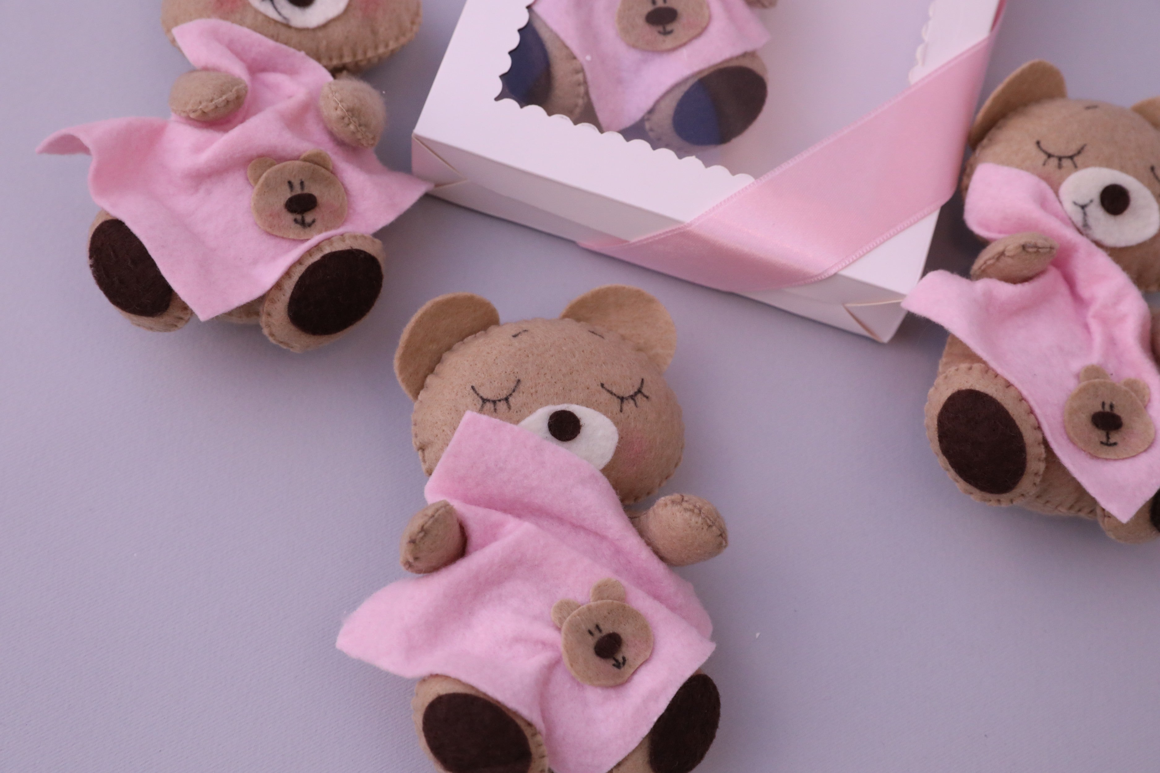 Handmade Scented Plush Teddy Bear – Baby Gift with Pink Blanket & Gift Box