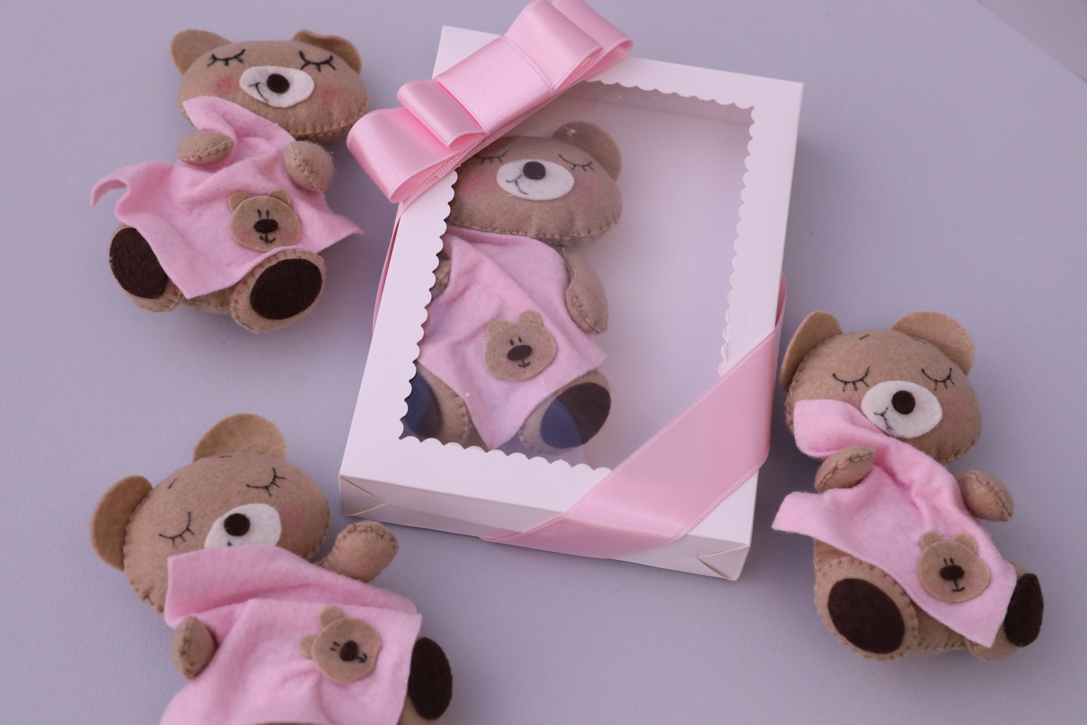 Handmade Scented Plush Teddy Bear – Baby Gift with Pink Blanket & Gift Box